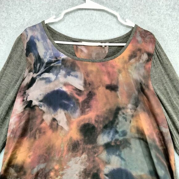 Soft Surroundings Tunic Top Womens Size L Multi Watercolor Artsy Asymmetrical - Picture 2 of 12